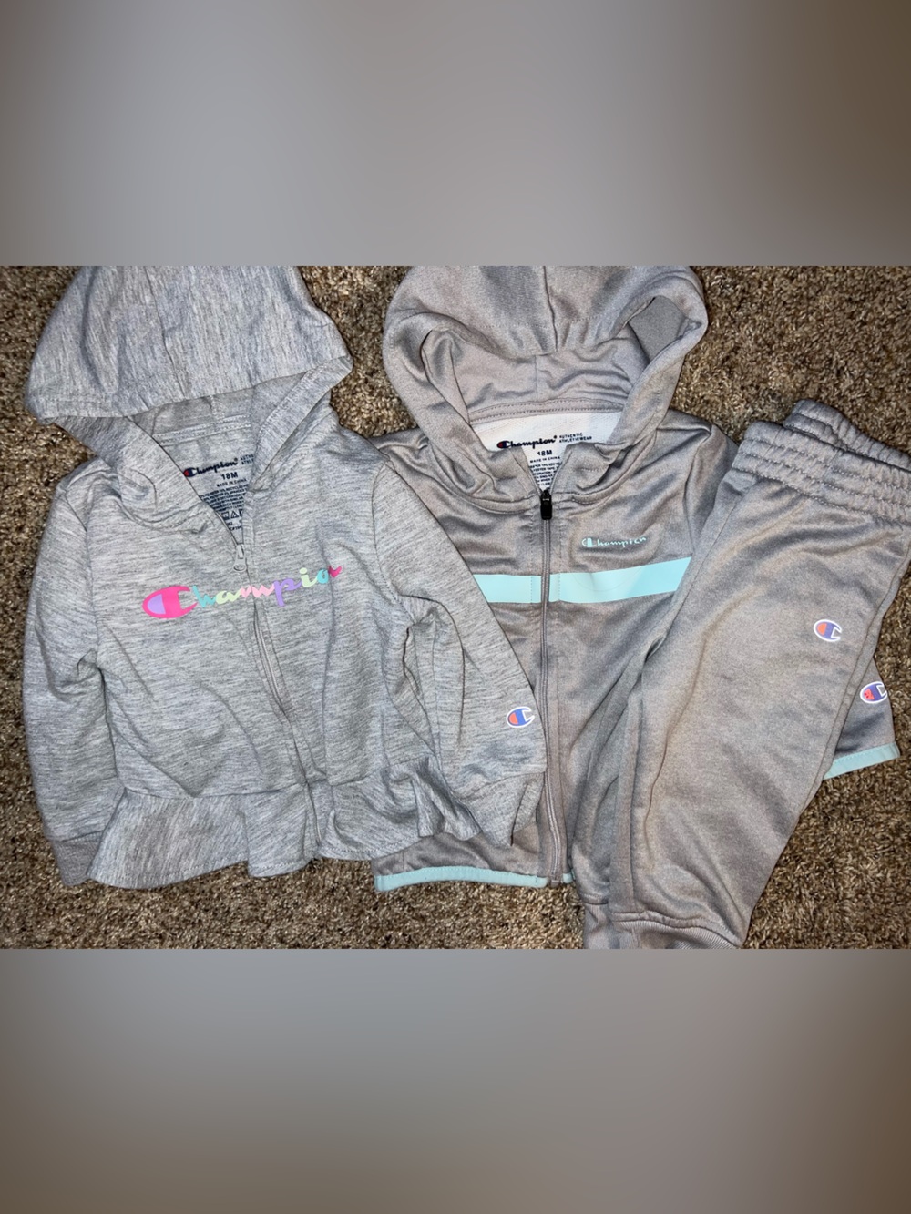 Champion Baby Bundle Girl 18 Month Grey Sweatshirts & Jogger Set